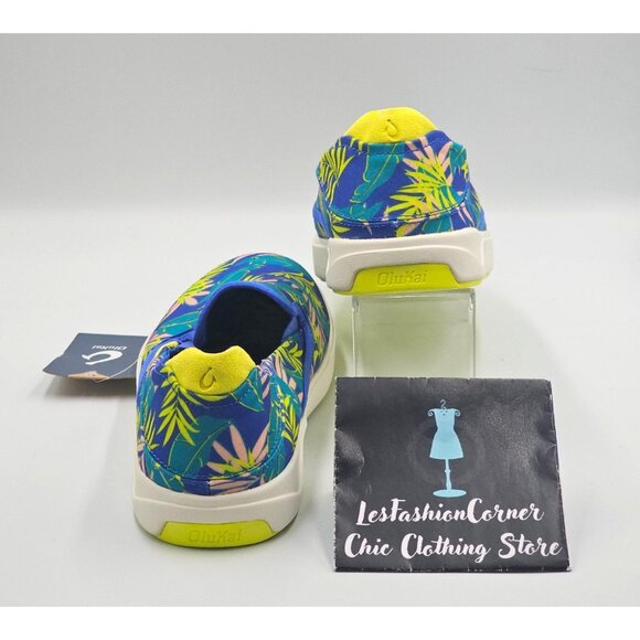 NWT OluKai Men's Laeahi Pai Sunset Blue Aloha Canvas Slip-On Sneakers Sz 10 2845 - Picture 7 of 16